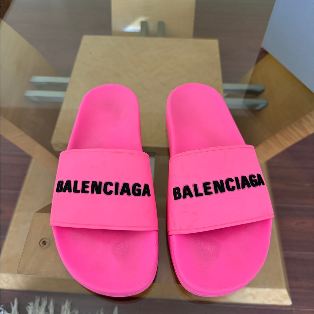 Balenciaga Pink Pool Slide Sandals Size 39